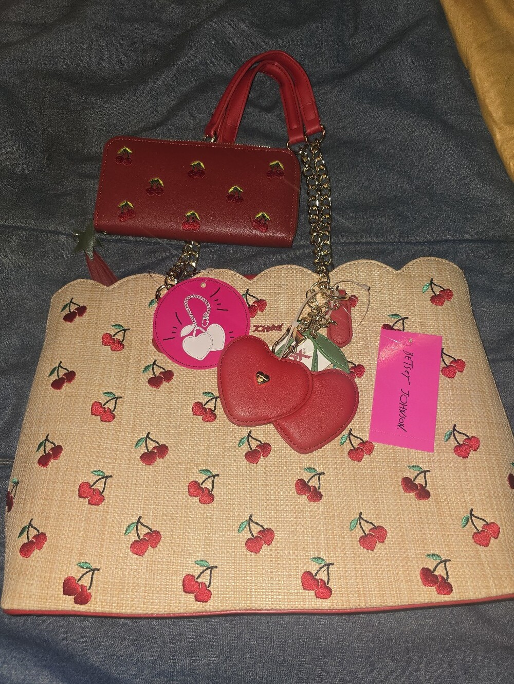 NWT Betsey Johnson Cherry Tote with Matching Wallet